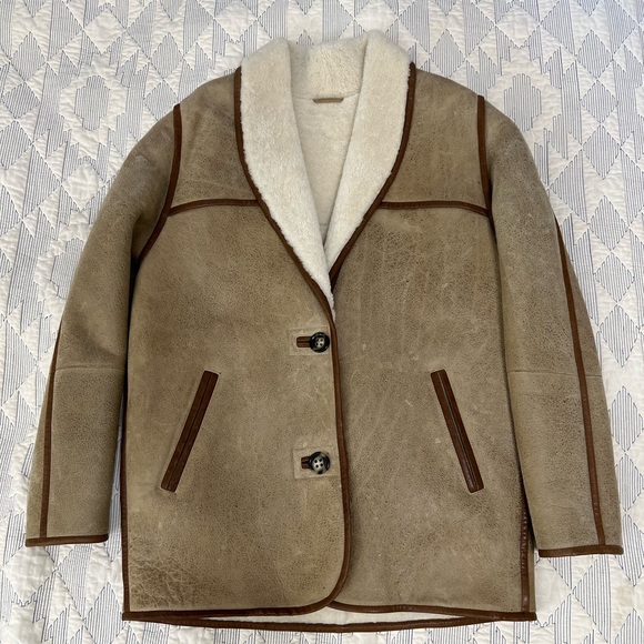 New-ISABEL MARANT Etoile 
Anawa Shearling Jacket - Beige - Picture 7 of 16